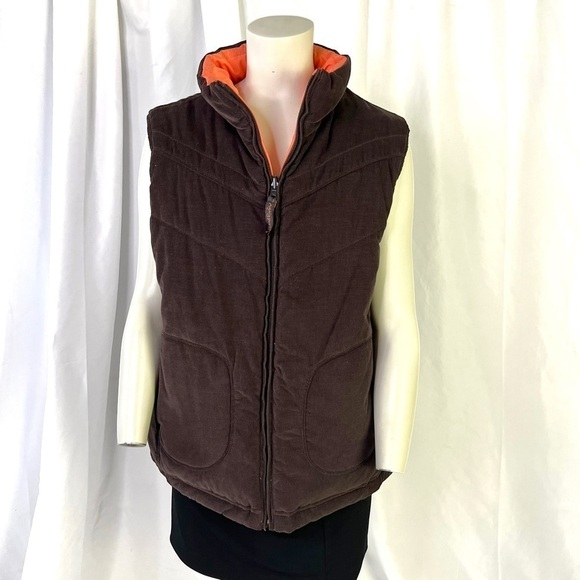 WINDRIVER REVERSIBLE PEACH  BROWN PUFFER SLEEVELESS JACKET FEATHER WOMEN SIZE XL - Picture 3 of 15